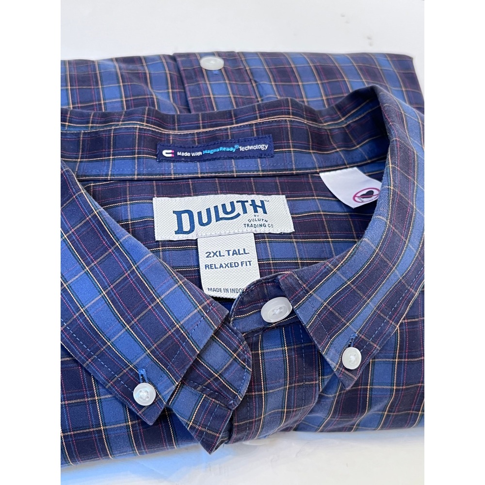 Duluth Trading Co Mens 2XL Tall Plaid Relaxed Fit Long Sleeve Button Up Shirt - Picture 9 of 9